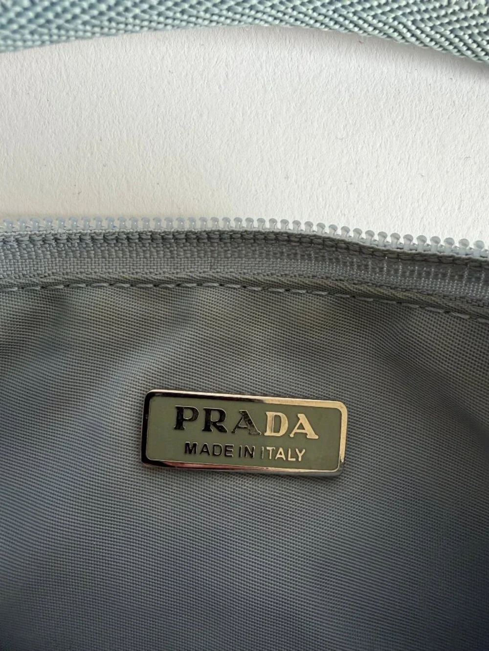 PRADA BABY BLUE NYLON POCHETTE - Picture 6 of 11